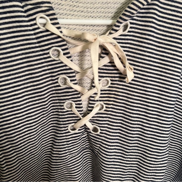 J. Crew Beach Cover up Poncho Blue Beige Stripes XS/S - Picture 6 of 12